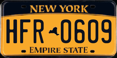 NY license plate HFR0609