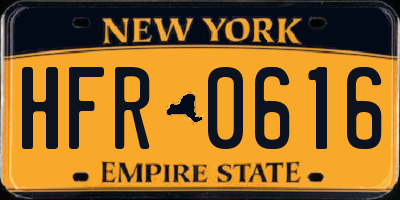 NY license plate HFR0616