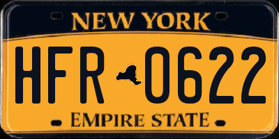 NY license plate HFR0622