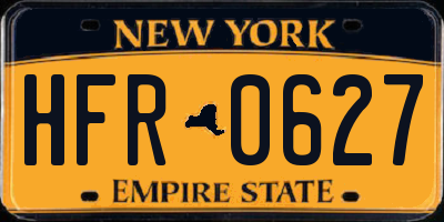 NY license plate HFR0627
