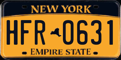 NY license plate HFR0631