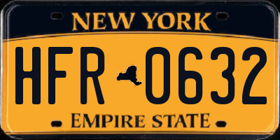 NY license plate HFR0632