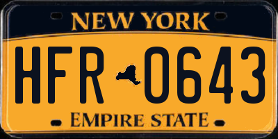 NY license plate HFR0643