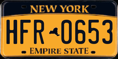 NY license plate HFR0653