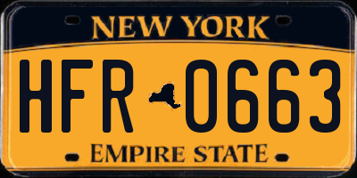 NY license plate HFR0663