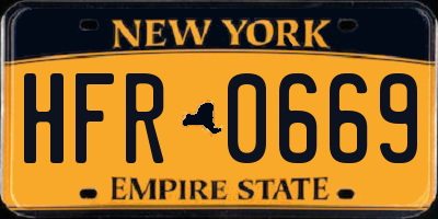 NY license plate HFR0669
