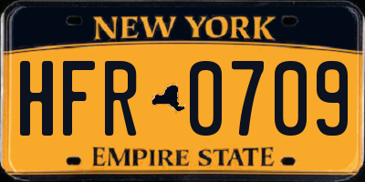 NY license plate HFR0709