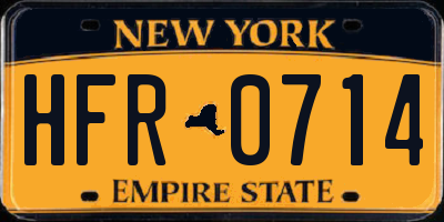 NY license plate HFR0714