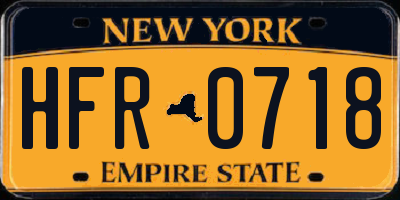NY license plate HFR0718