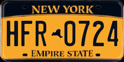 NY license plate HFR0724