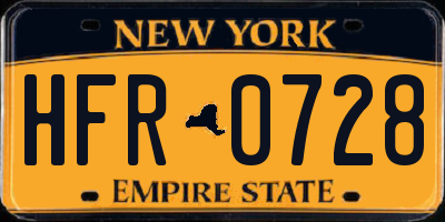 NY license plate HFR0728