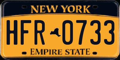 NY license plate HFR0733