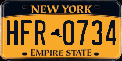NY license plate HFR0734