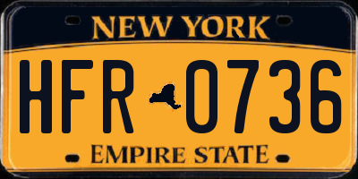 NY license plate HFR0736