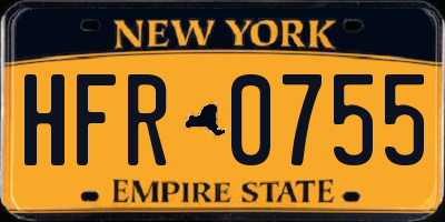 NY license plate HFR0755