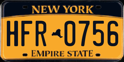 NY license plate HFR0756