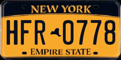NY license plate HFR0778