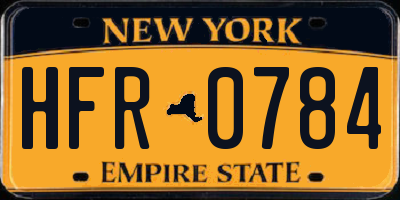 NY license plate HFR0784