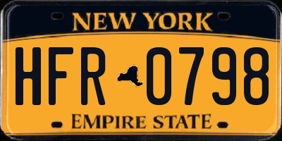 NY license plate HFR0798
