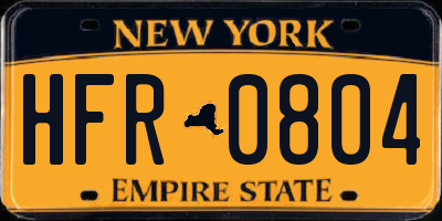 NY license plate HFR0804