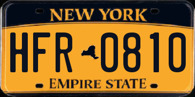 NY license plate HFR0810