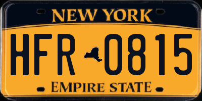 NY license plate HFR0815