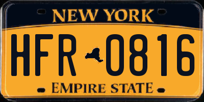 NY license plate HFR0816