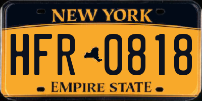 NY license plate HFR0818