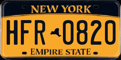 NY license plate HFR0820