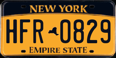 NY license plate HFR0829