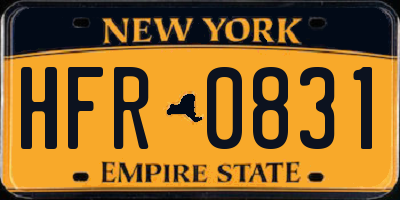 NY license plate HFR0831