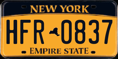 NY license plate HFR0837