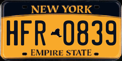 NY license plate HFR0839