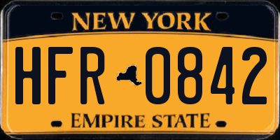 NY license plate HFR0842