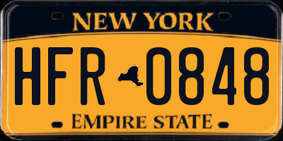 NY license plate HFR0848