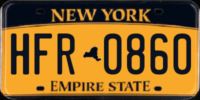 NY license plate HFR0860