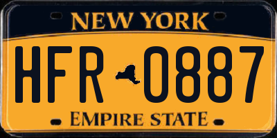 NY license plate HFR0887