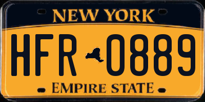 NY license plate HFR0889