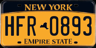 NY license plate HFR0893