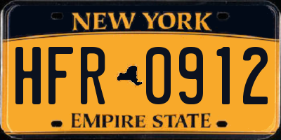 NY license plate HFR0912