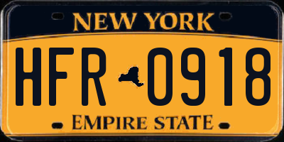 NY license plate HFR0918