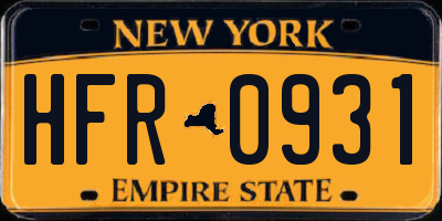 NY license plate HFR0931
