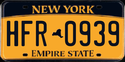NY license plate HFR0939