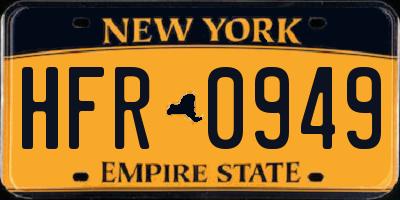 NY license plate HFR0949