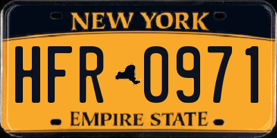 NY license plate HFR0971
