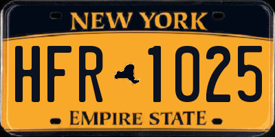 NY license plate HFR1025