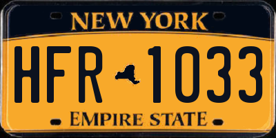 NY license plate HFR1033