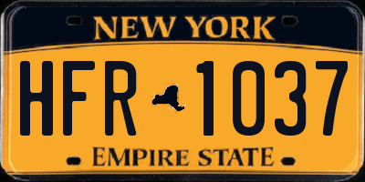 NY license plate HFR1037