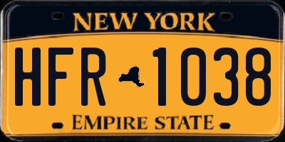 NY license plate HFR1038