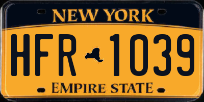 NY license plate HFR1039